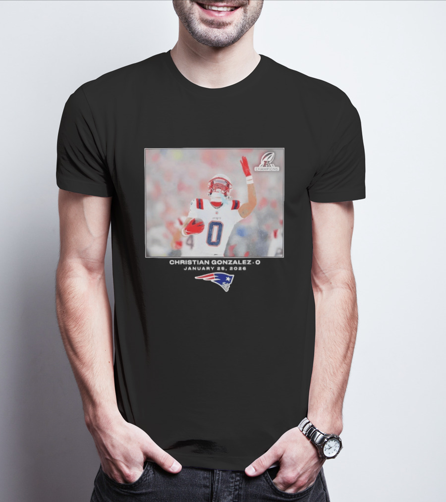 Christian Gonzalez New England Patriots AFC Champions Week 21 T-Shirt