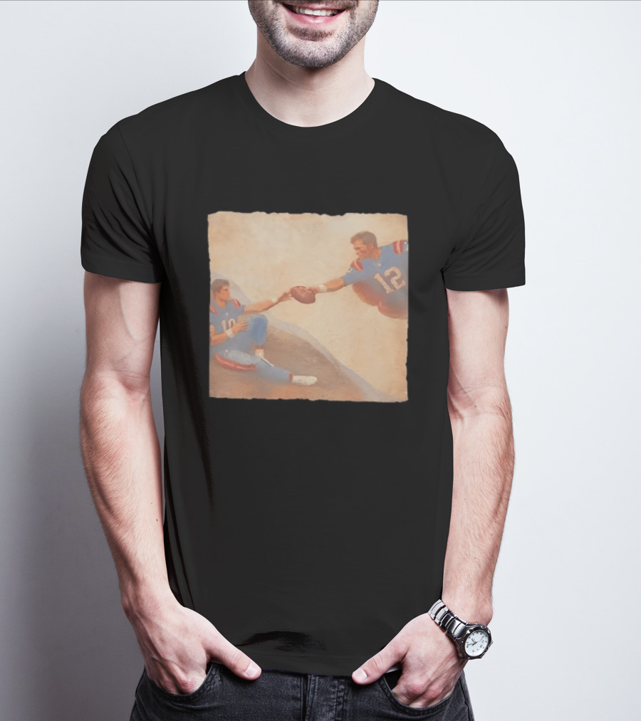 The Creation Of Tom Brady Passing Football To Drake Maye T-Shirt