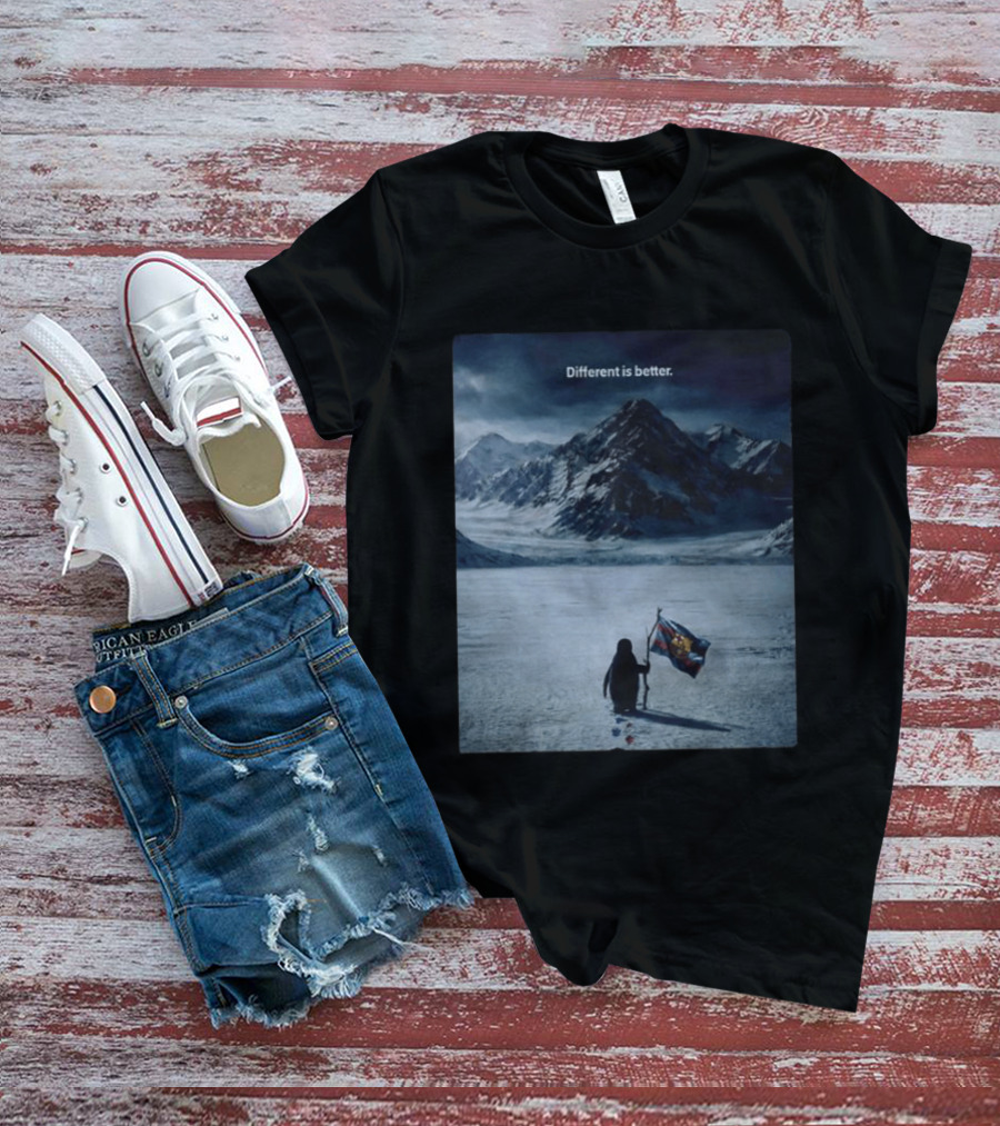 Barcelona Nihilist Penguin Different Is Better Flag Mountain Scene T-Shirt