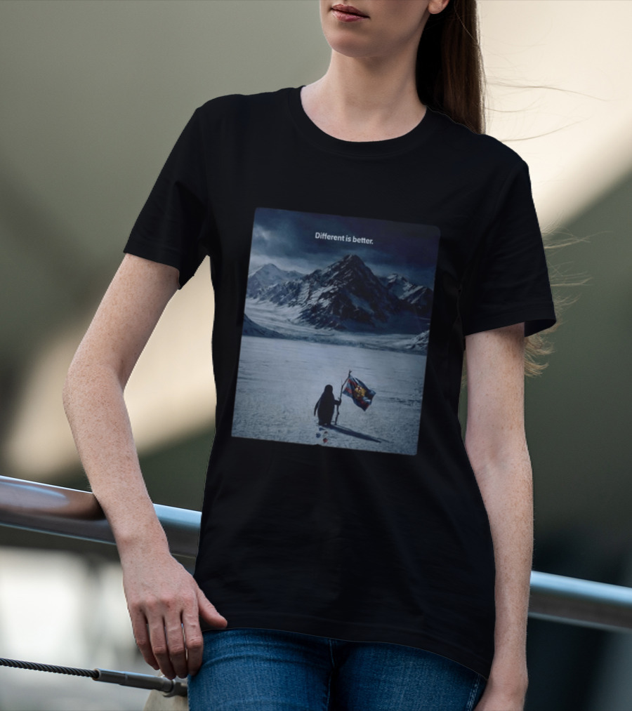 Barcelona Nihilist Penguin Different Is Better Flag Mountain Scene T-Shirt