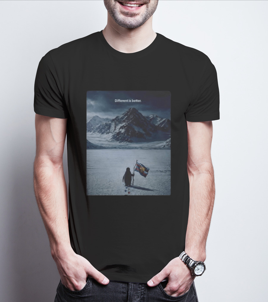 Barcelona Nihilist Penguin Different Is Better Flag Mountain Scene T-Shirt