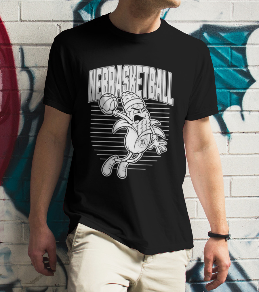 Corn Basketball Playful Cartoon Mascot Dunking T-Shirt