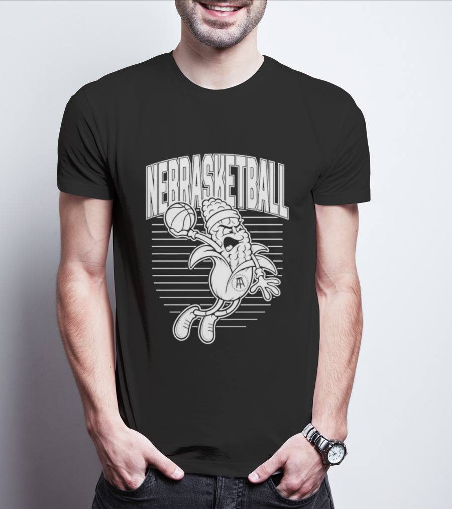 Corn Basketball Playful Cartoon Mascot Dunking T-Shirt