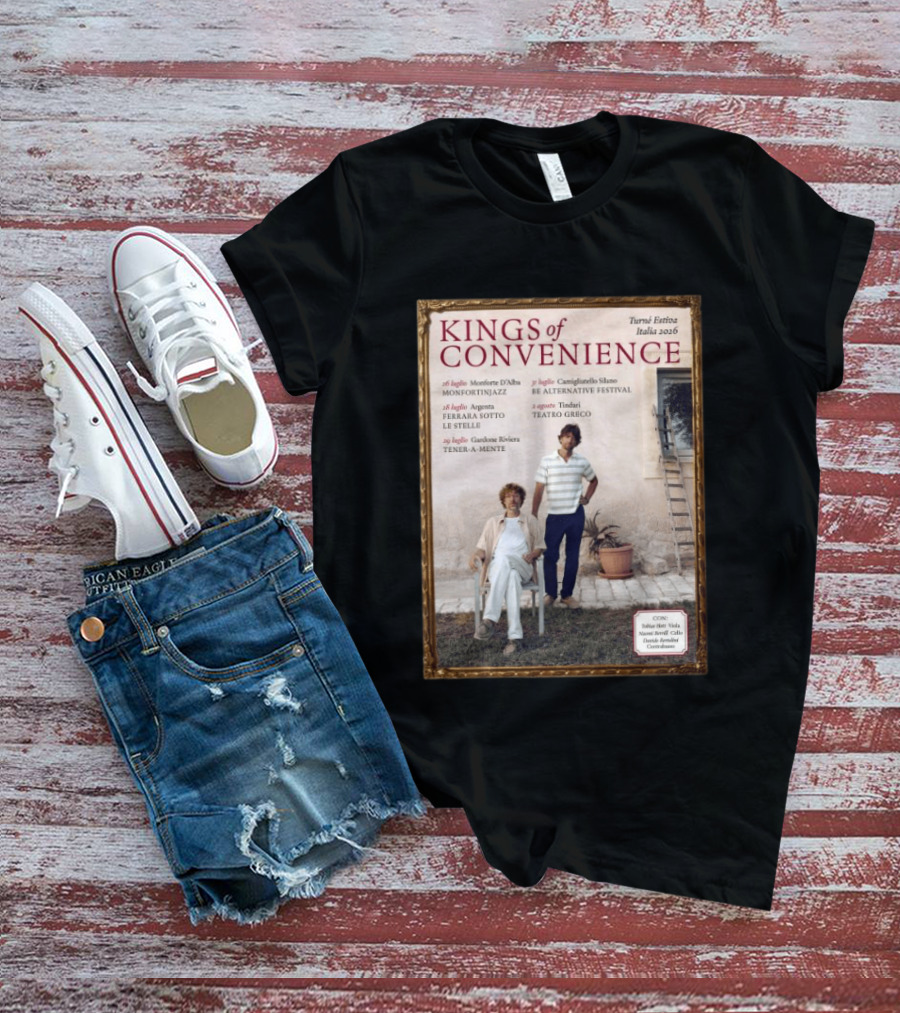Kings Of Convenience Turne Estiva Italia 2026 Monfortinjazz Ferrara Tener A Mente Teatro Greco Festival T-Shirt