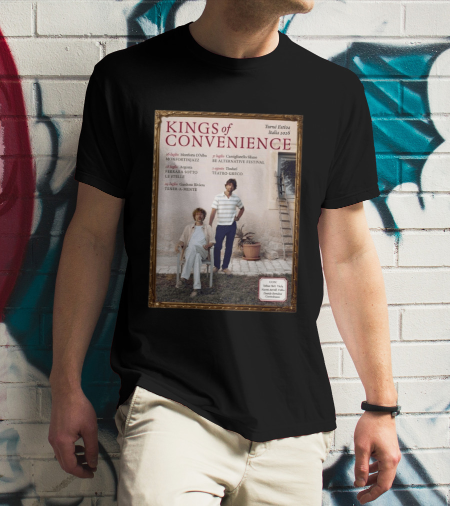 Kings Of Convenience Turne Estiva Italia 2026 Monfortinjazz Ferrara Tener A Mente Teatro Greco Festival T-Shirt
