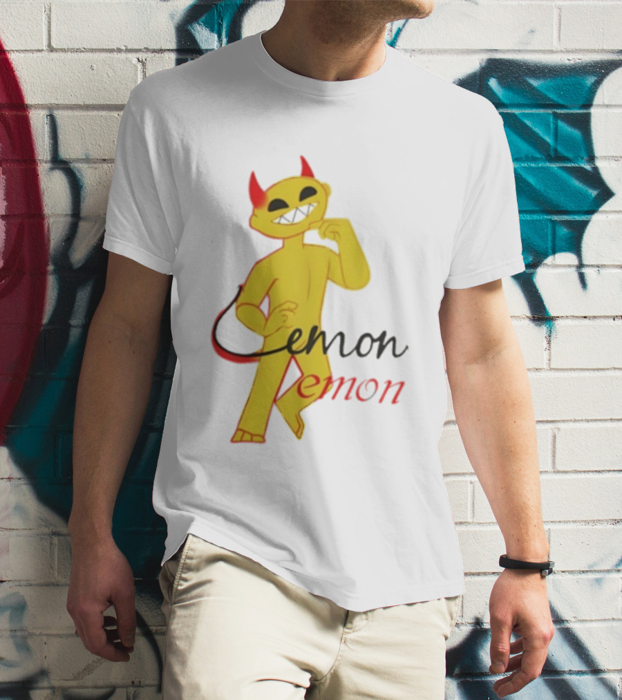 Demon Heavy Blend Lemon Demon Red Horns Yellow T-Shirt