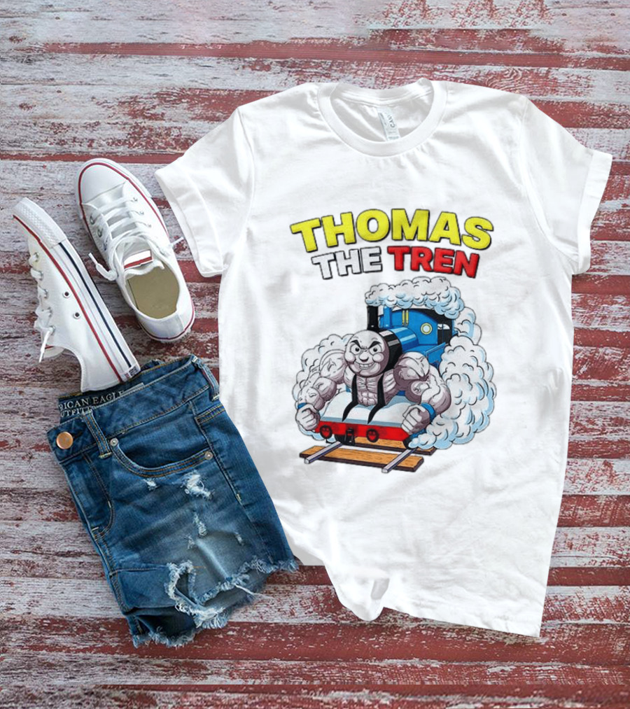 THOMAS THE TREN Cartoon Muscular Engine Puffing Steam T-Shirt