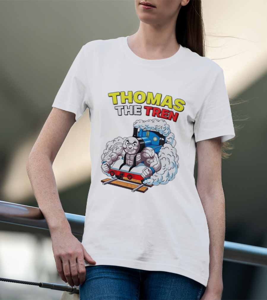 THOMAS THE TREN Cartoon Muscular Engine Puffing Steam T-Shirt