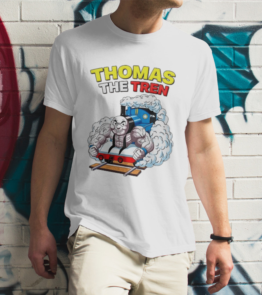 THOMAS THE TREN Cartoon Muscular Engine Puffing Steam T-Shirt