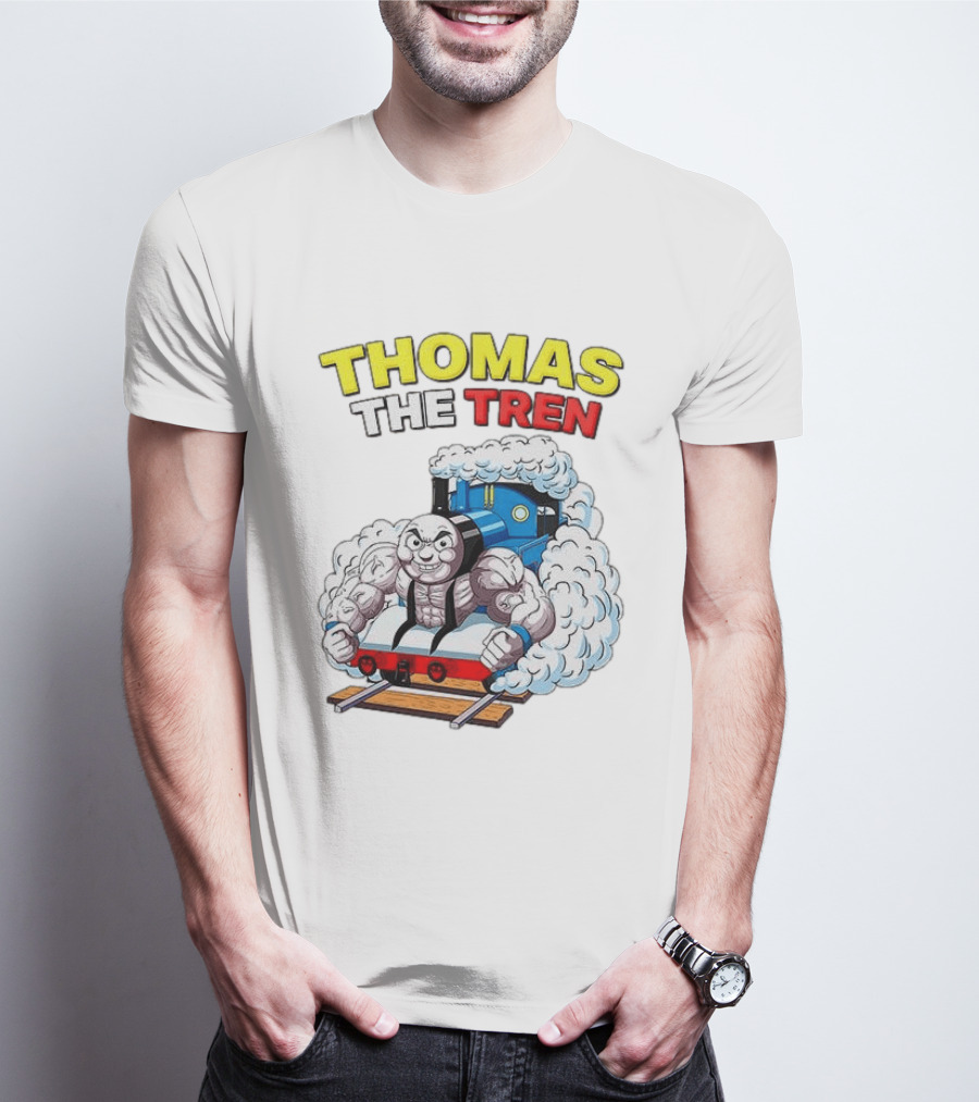 THOMAS THE TREN Cartoon Muscular Engine Puffing Steam T-Shirt