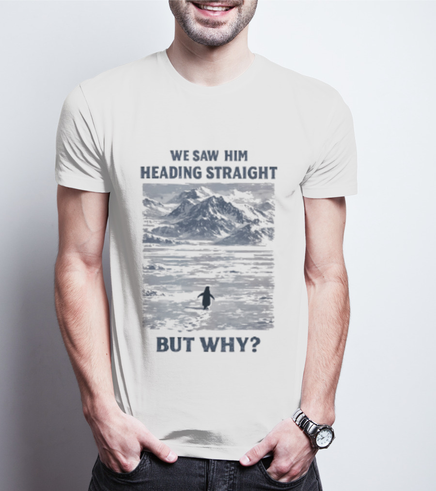We Saw Him Heading Straight But Why Penguin Mountain Meme T-Shirt