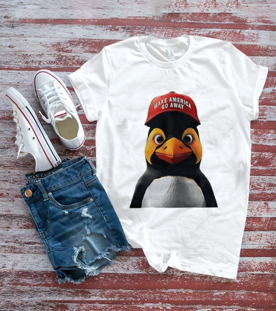 Make America Go Away Red Hat Penguin Iconic Humor T-Shirt