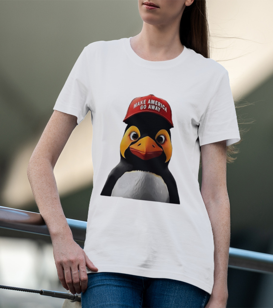 Make America Go Away Red Hat Penguin Iconic Humor T-Shirt