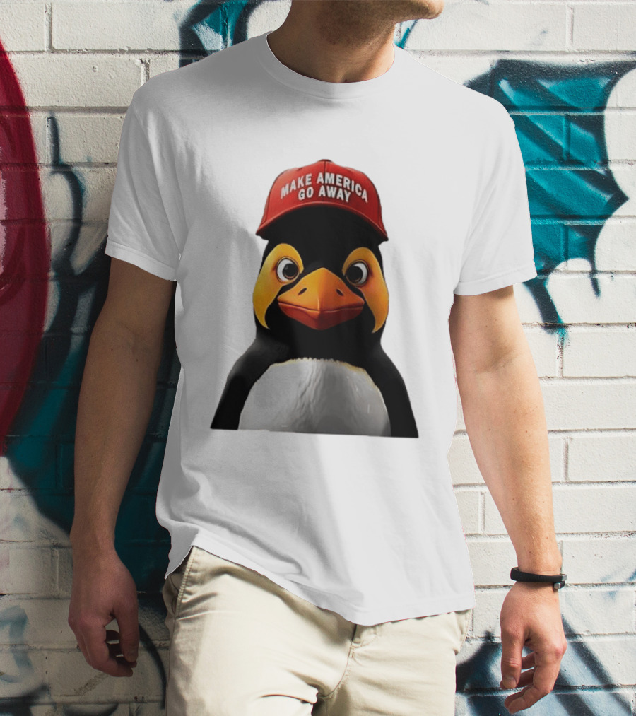 Make America Go Away Red Hat Penguin Iconic Humor T-Shirt