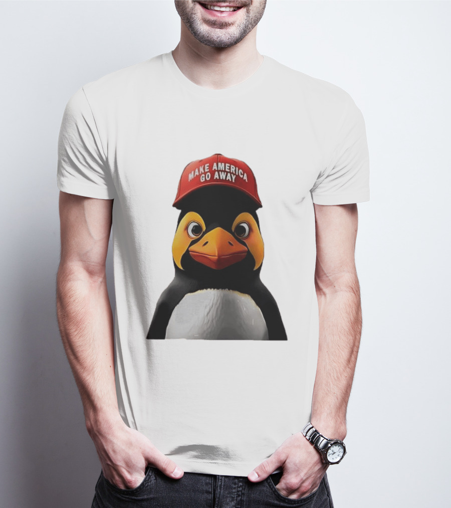 Make America Go Away Red Hat Penguin Iconic Humor T-Shirt