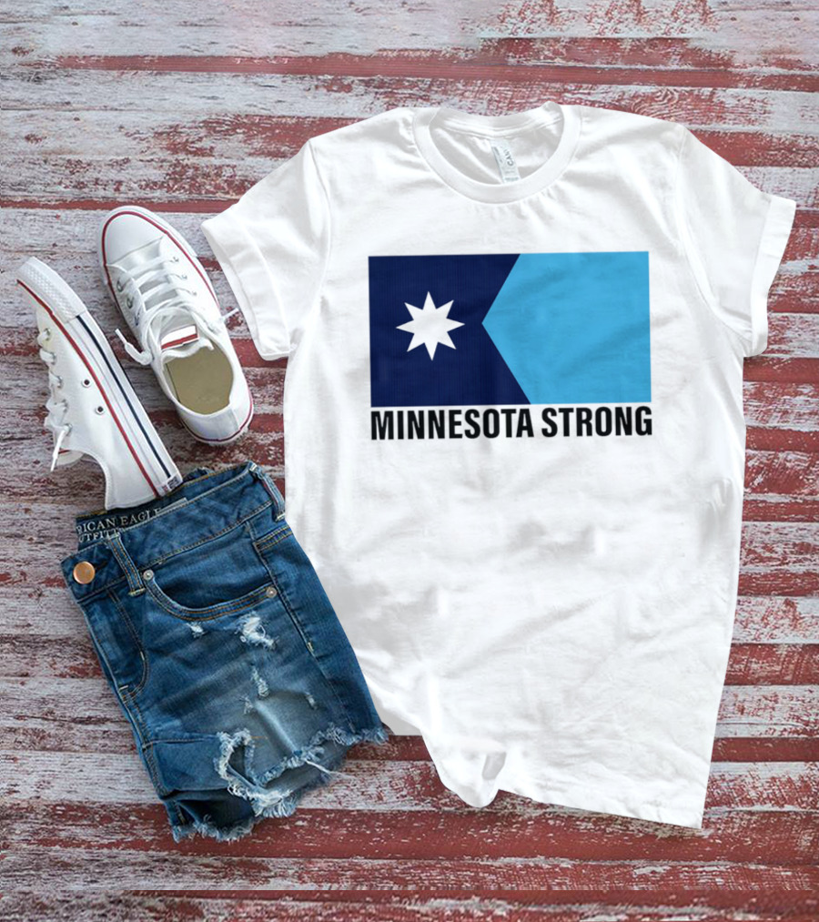 Minnesota Strong Star Icon Blue Rectangular Flag T-Shirt