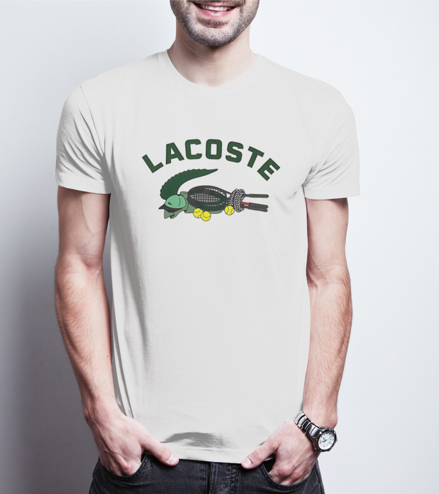 Lacoste Crocodile Tennis Theme With Tennis Balls T-Shirt