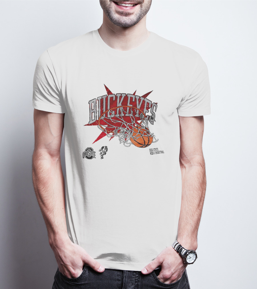 Ohio State Buckeyes Men's Basketball 2026 Dunking Basketball Hoop T-Shirt
