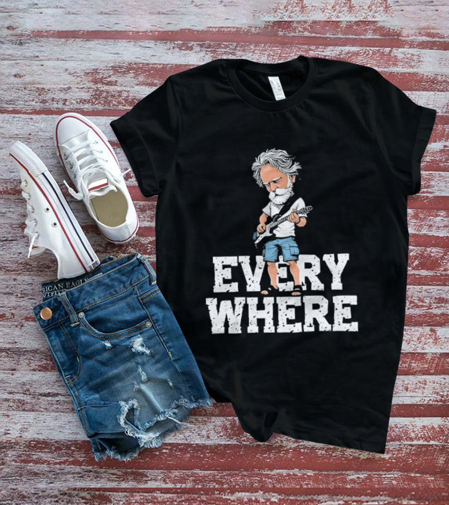 Bob Weir Grateful Dead Everywhere Character With Guitar T-Shirt