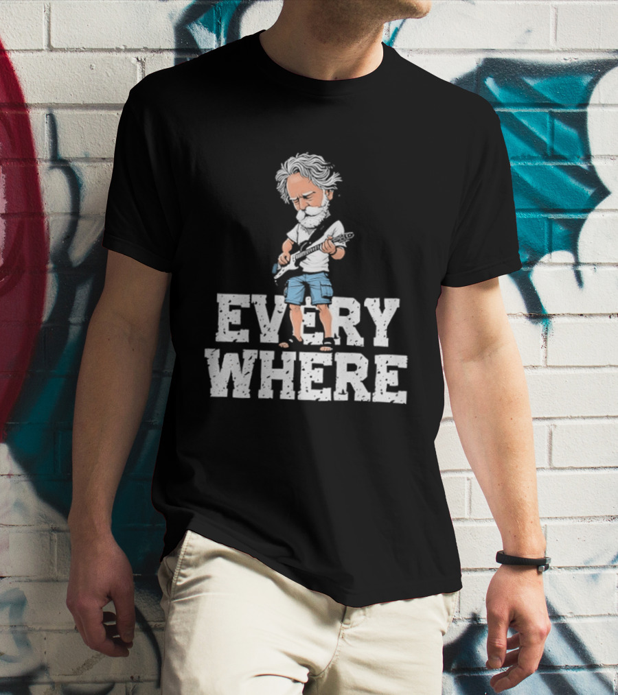 Bob Weir Grateful Dead Everywhere Character With Guitar T-Shirt
