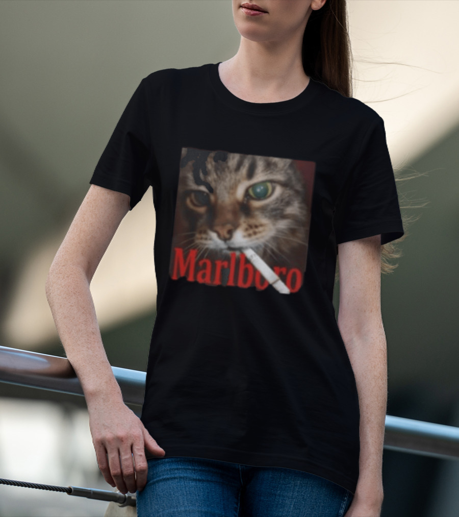 Marlboro Cat Smoking Image T-Shirt