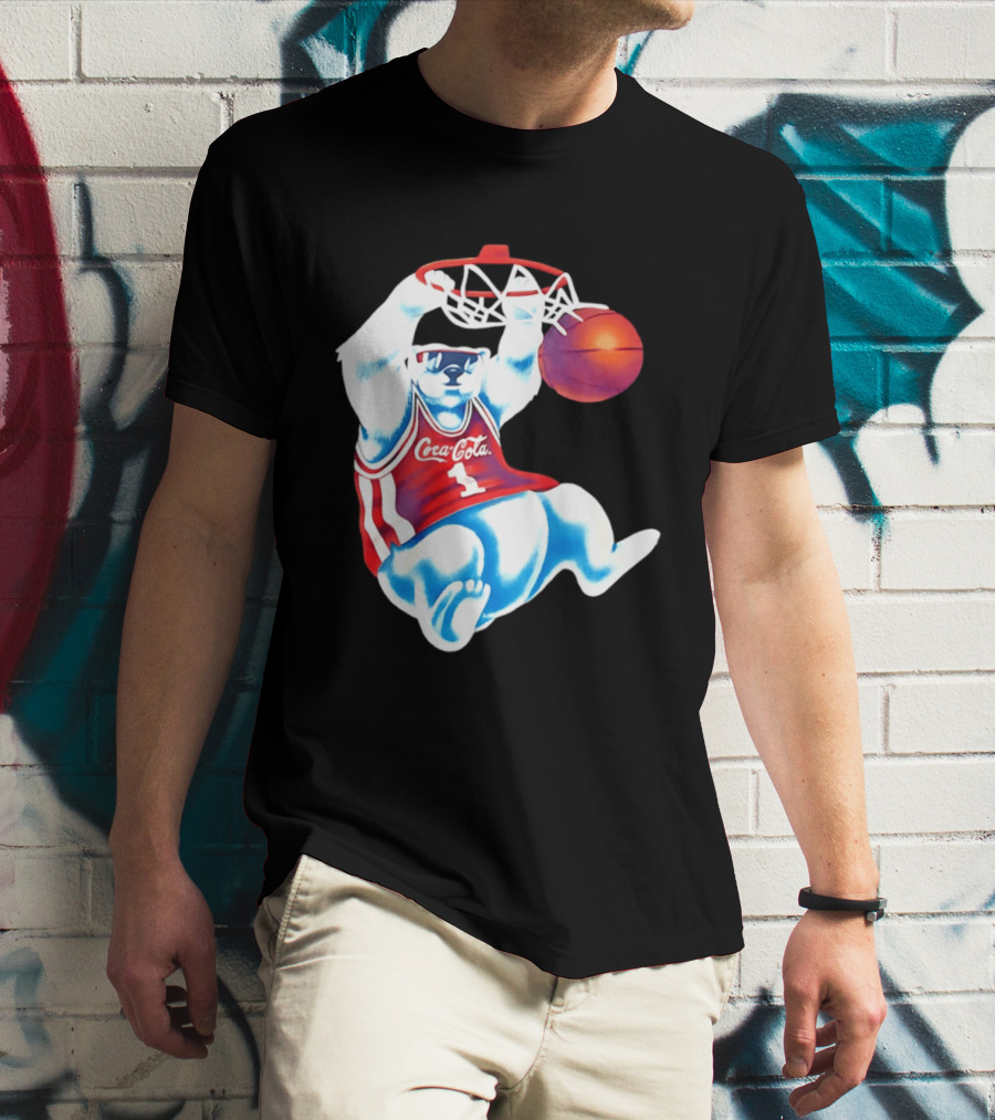 Coca Cola Polar Bear Basketball Dunk Red Jersey T-Shirt