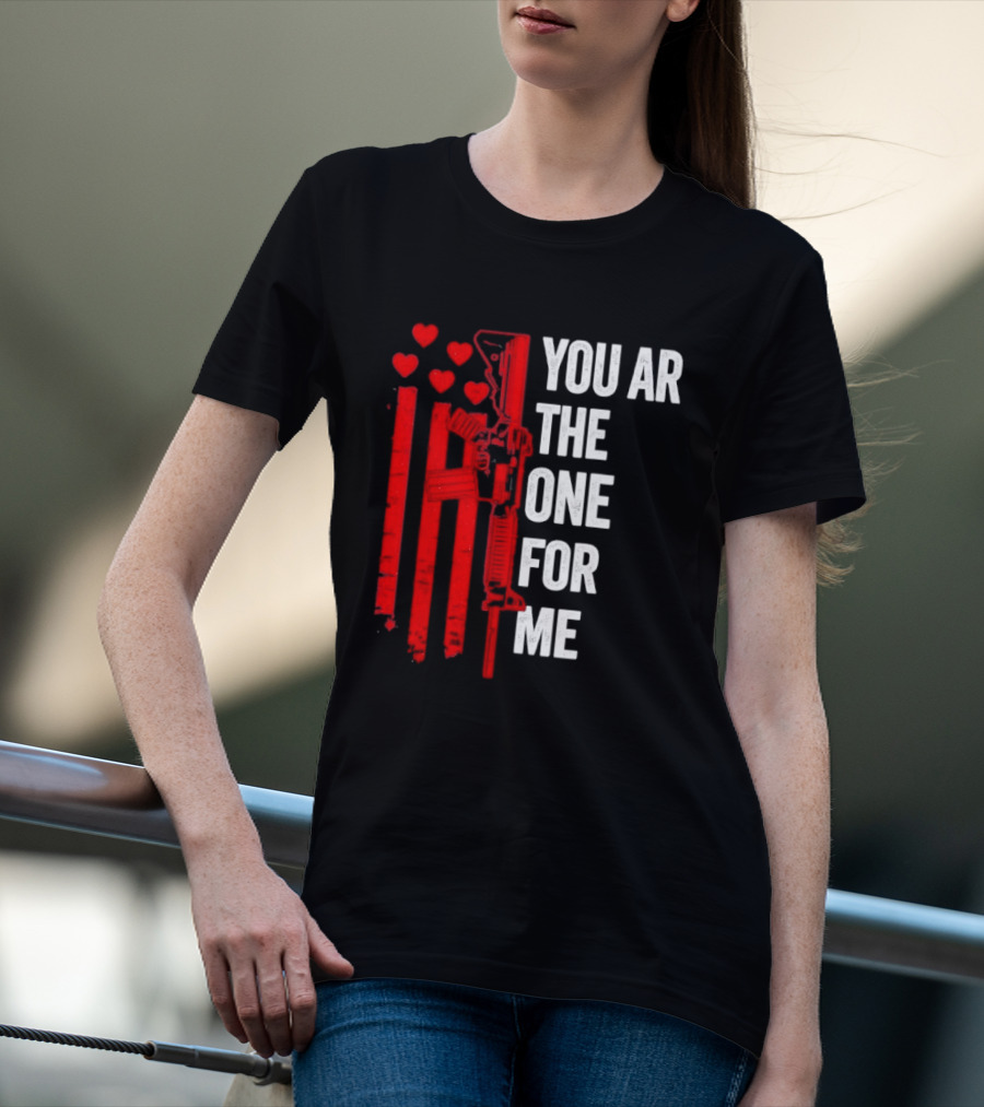You Ar The One For Me Red Hearts Flag Visual T-Shirt
