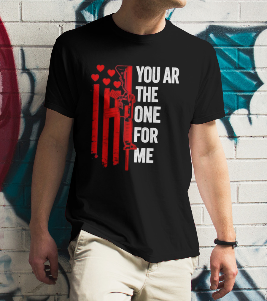 You Ar The One For Me Red Hearts Flag Visual T-Shirt