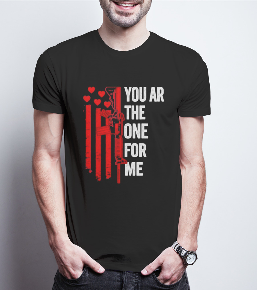 You Ar The One For Me Red Hearts Flag Visual T-Shirt