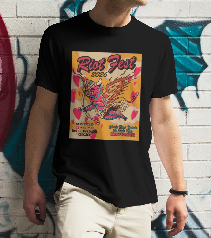 Riot Fest 2026 Douglass Park Chicago Sep 18 19 20 Devil Heart Wings T-Shirt