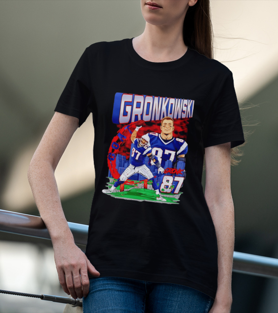 Gronkowski Goat 87 Football Player Tight End Action T-Shirt