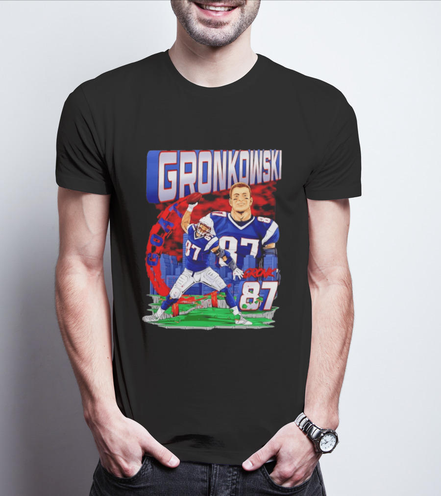 Gronkowski Goat 87 Football Player Tight End Action T-Shirt