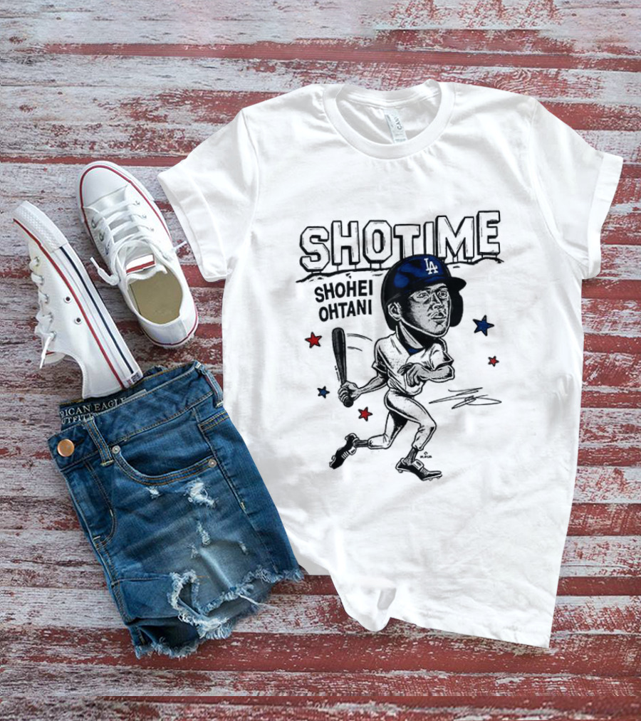 Shohei Ohtani Showtime LA Dodgers Caricature Baseball Star T-Shirt