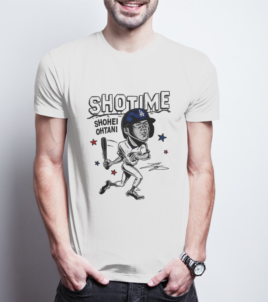 Shohei Ohtani Showtime LA Dodgers Caricature Baseball Star T-Shirt