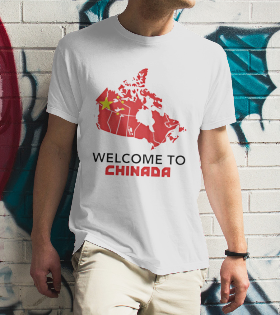 Welcome To Chinada Canada Map Redesign With Bold Text And Yellow Stars T-Shirt