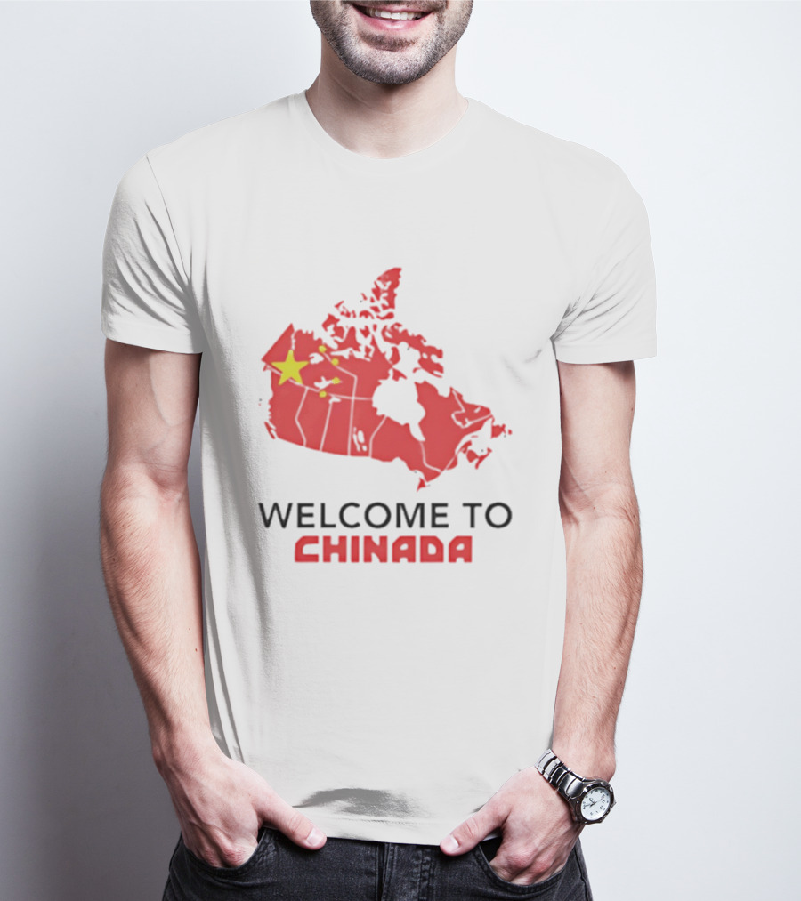 Welcome To Chinada Canada Map Redesign With Bold Text And Yellow Stars T-Shirt