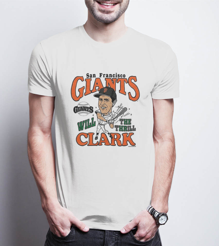 San Francisco Giants Will Clark The Thrill Caricature T-Shirt