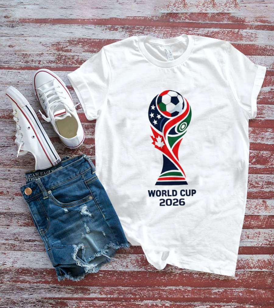 World Cup 2026 Trophy With Soccer Ball And Maple Leaf T-Shirt