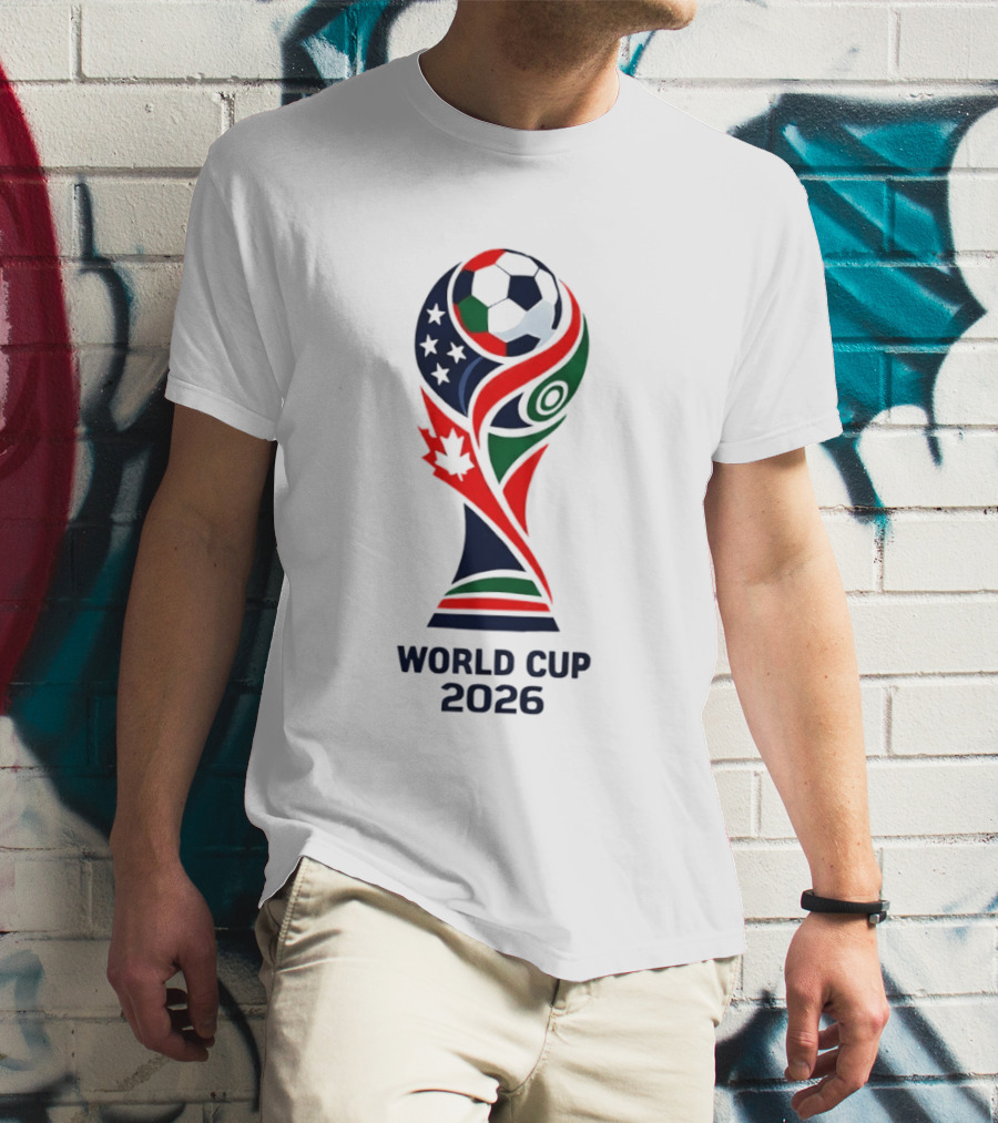 World Cup 2026 Trophy With Soccer Ball And Maple Leaf T-Shirt