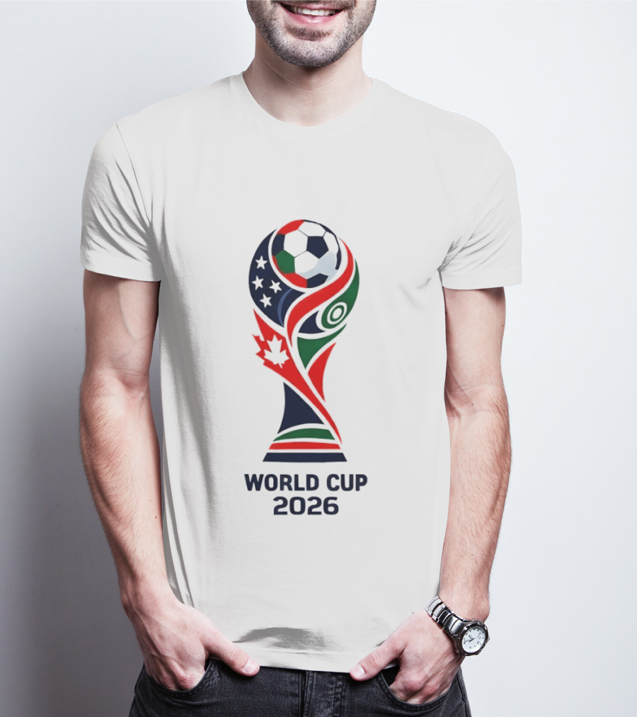 World Cup 2026 Trophy With Soccer Ball And Maple Leaf T-Shirt