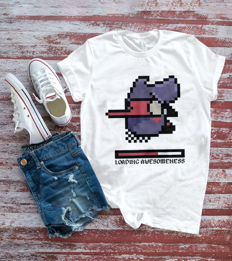 Loading Awesomeness Retro Pixel Character With Progress Bar T-Shirt