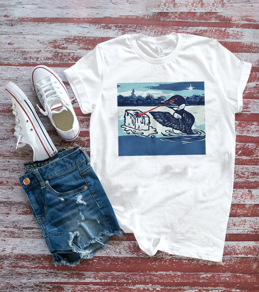 Minnesota Loon Laser Eyes Melting Ice Protest T-Shirt
