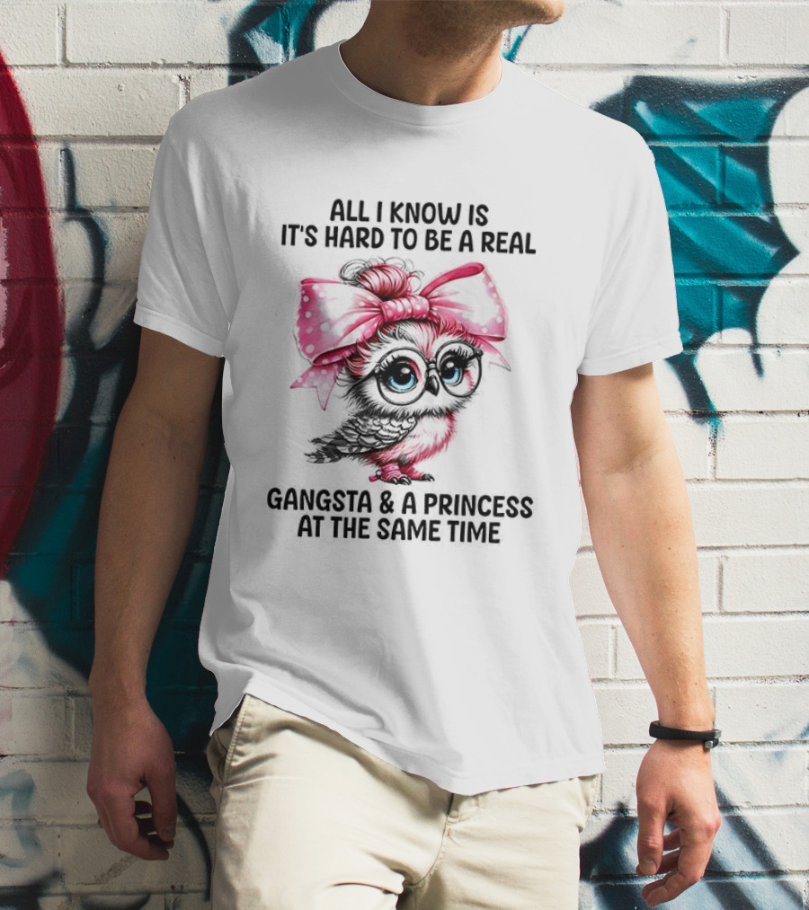 All I Know Is It's Hard To Be A Real Gangsta And A Princess Owl T-Shirt