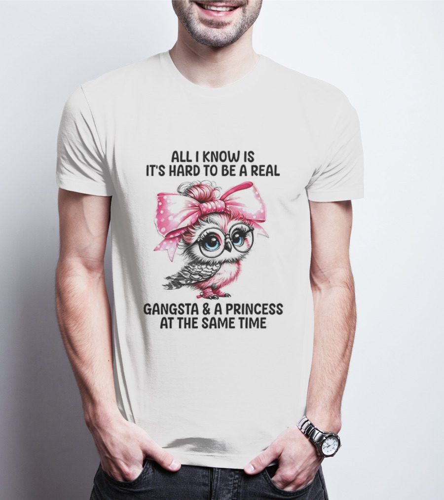 All I Know Is It's Hard To Be A Real Gangsta And A Princess Owl T-Shirt