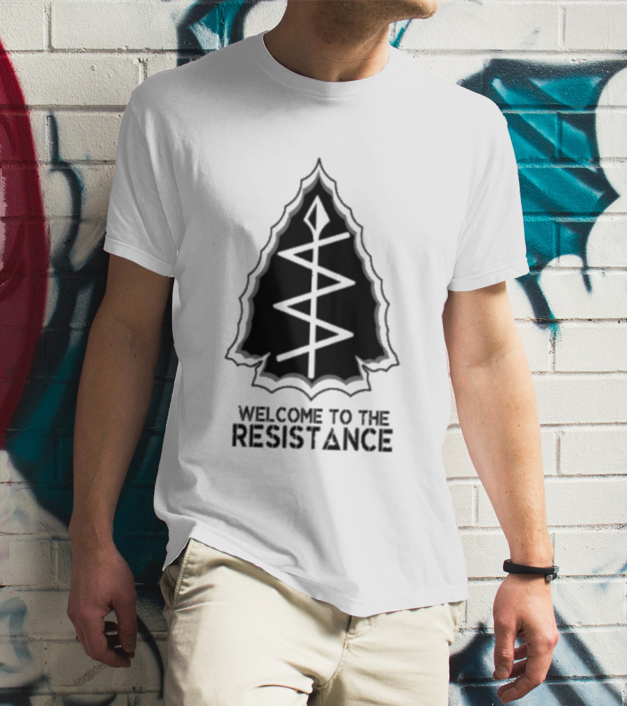 Welcome To The Resistance Rebel Abolish Ice Military Antifascist Patch Arrowhead T-Shirt