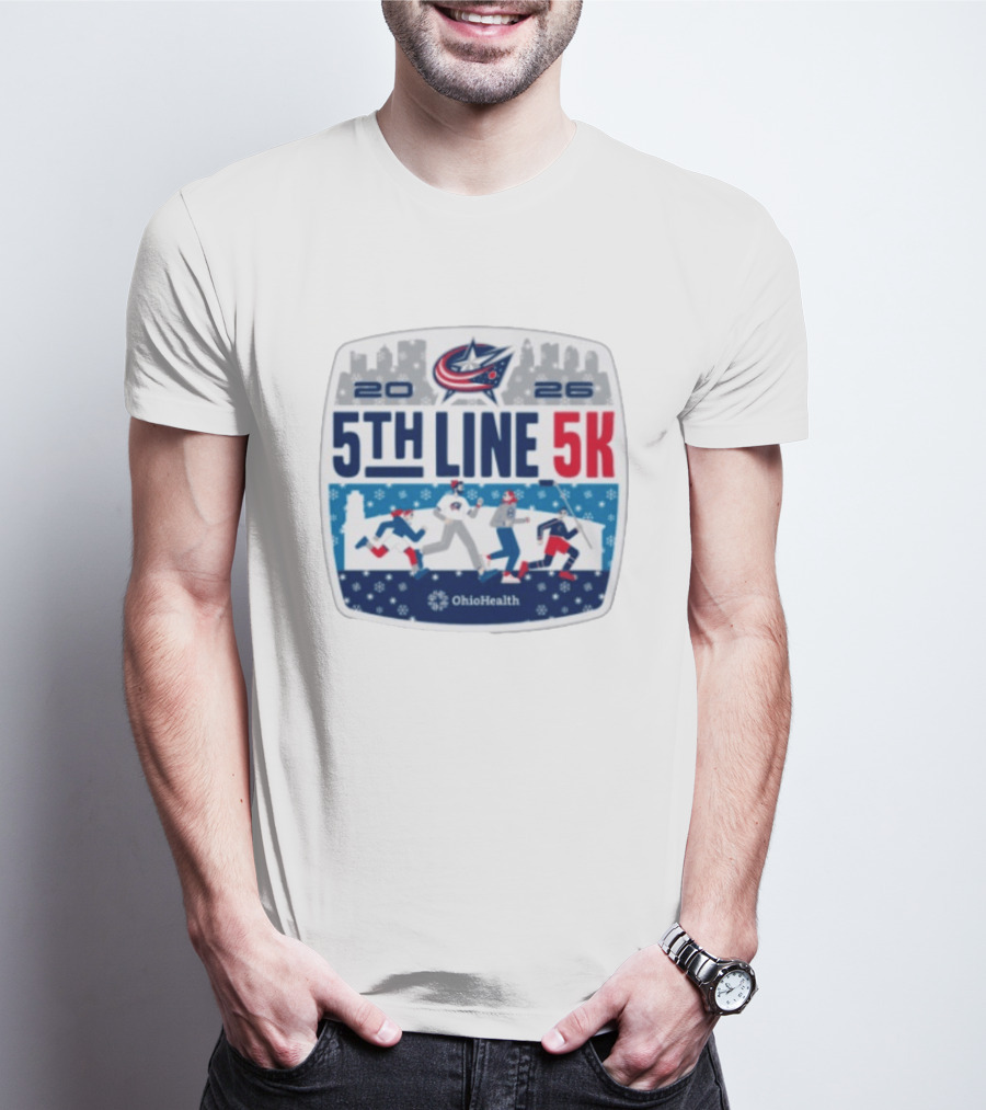 Columbus Blue Jackets 2026 5th Line 5K OhioHealth Event T-Shirt