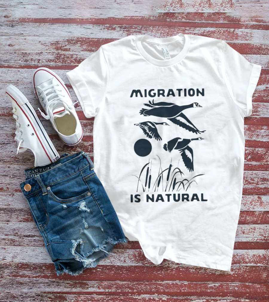 Migration Is Natural Loon Bird Wildlife Scene T-Shirt