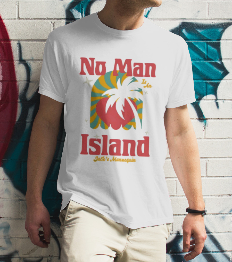 No Man Is An Island Jack's Mannequin Beachy Palm Tree Striped Heart Retro Vibes T-Shirt