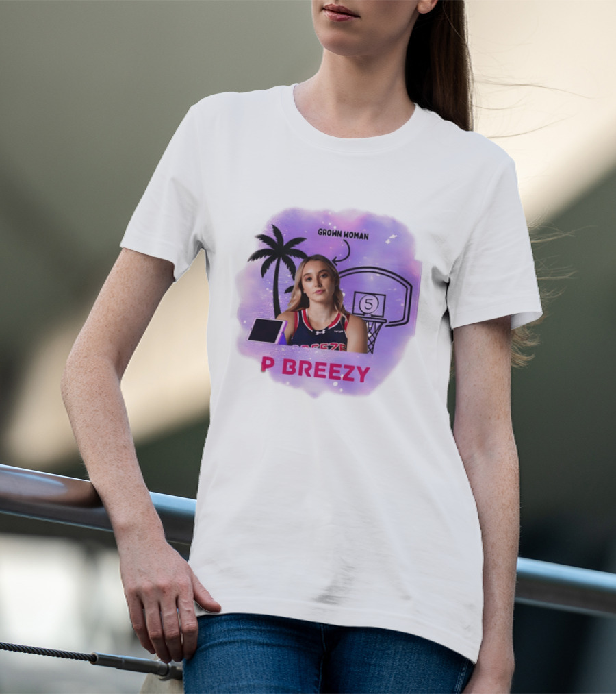Grown Woman P Breezy Basketball Palm Tree T-Shirt