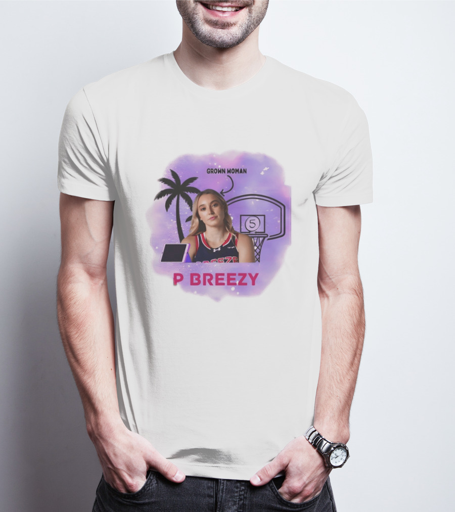 Grown Woman P Breezy Basketball Palm Tree T-Shirt